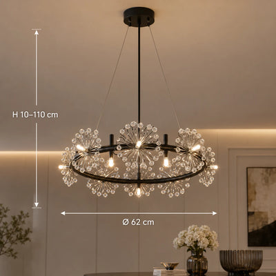 Candelabru Cristal PETERHOF Magno, Diametru 62cm, 20X G4, Negru, Inaltime Reglabila