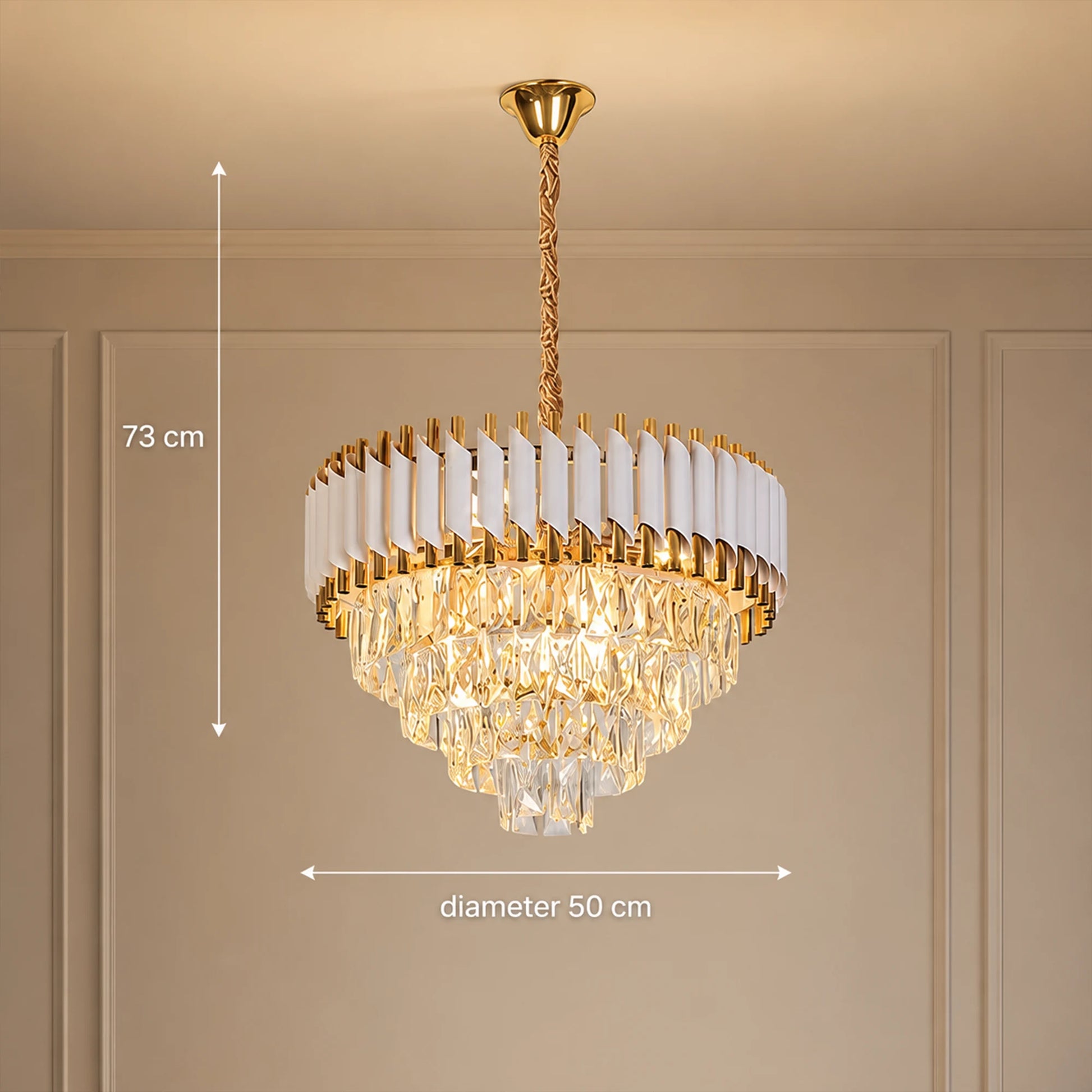 Candelabru Cristal VERSAILLES Eleganza 8x E14, Diametru 50cm, Auriu Lucios si Alb, Inaltime Reglabila - 06_CC900-500WH.png