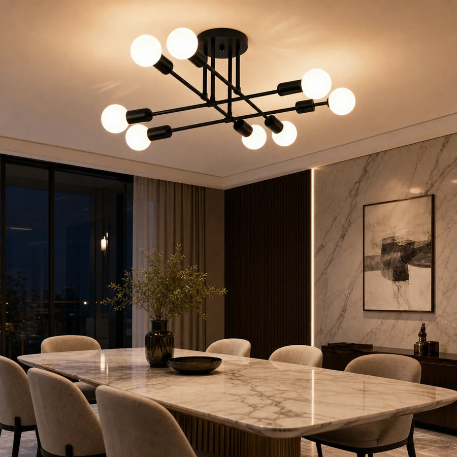 Lustra Clasica Modernist Octa, 8x E27, Negru, Design Modern, Metal, Fara Abajur - 05_LC360-8BK.png