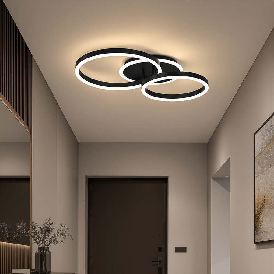 Lustra LED cu telecomanda RINOVA 66W, 2 Cercuri, lumina Rece/Calda/Neutra, Dimabila, Negru Lustre LED cu Telecomanda Default Title Alessandro Design