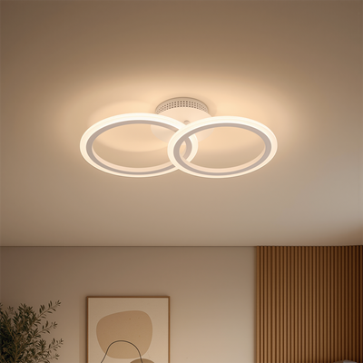 Lustra LED cu telecomanda BETTY 27W, 2 Cercuri, lumina Rece/Calda/Neutra, Dimabila, Alb