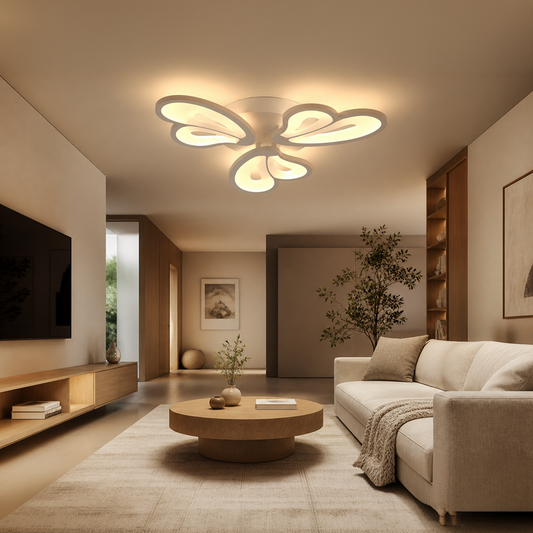 Lustra LED cu telecomanda BLOSSOM 40W, 3 Petale, lumina Rece/Calda/Neutra, Dimabila, Alb Lustre LED cu Telecomanda Default Title Alessandro Design