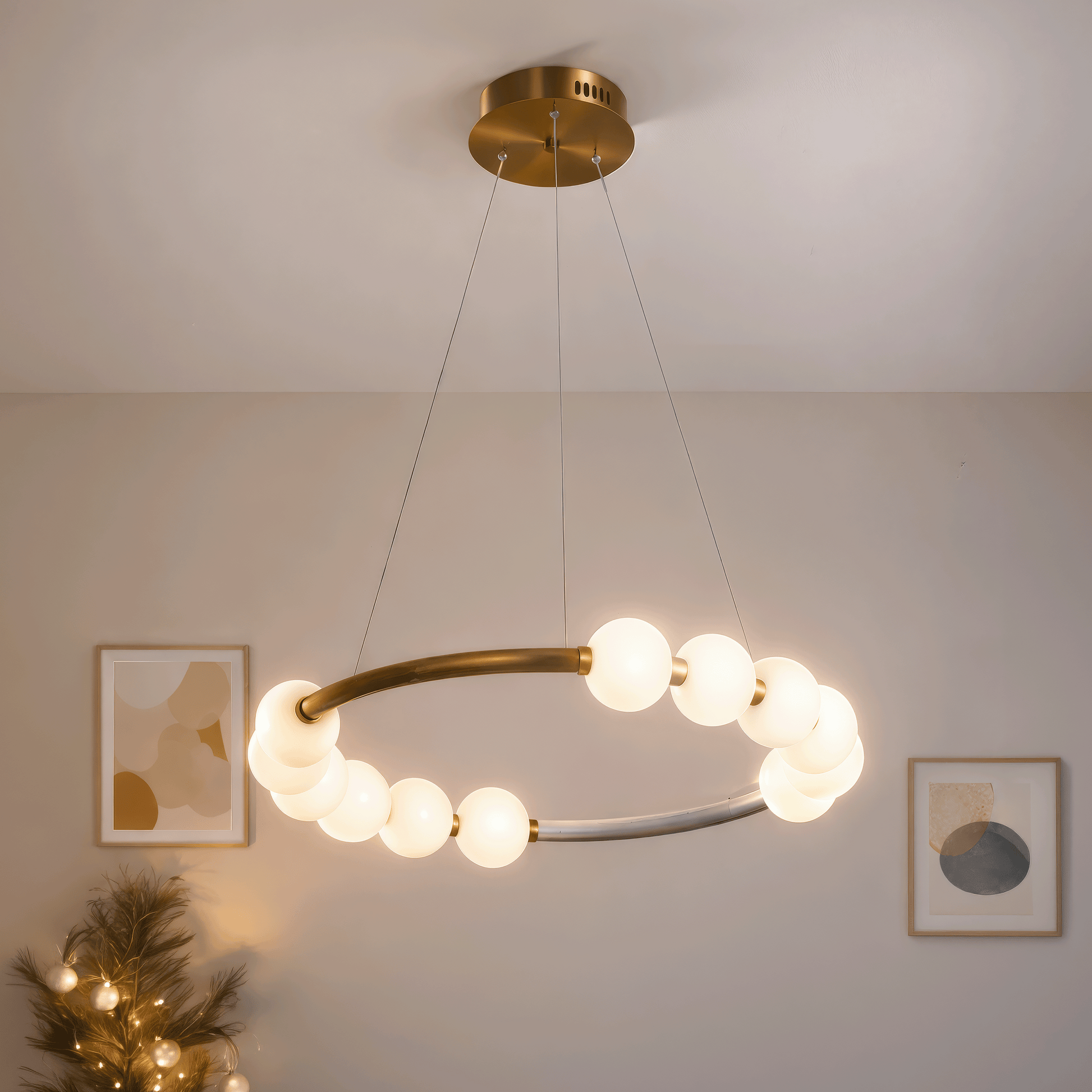 Lustră Suspendată LED Acril Nova 57W cu Telecomandă, Dimabilă, 3000K/4000K/6000K, Auriu, Metal și Acril Lustre LED cu Telecomanda Default Title Alessandro Design