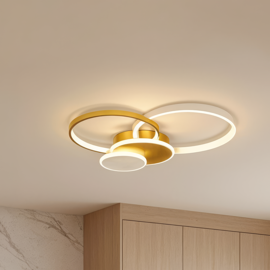 Lustra LED cu telecomanda KILLIAN 80W, 4 Cercuri, lumina Rece/Calda/Neutra, Dimabila, Auriu Lustre LED cu Telecomanda Default Title Alessandro Design