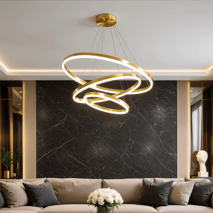 Lustra LED suspendata cu telecomanda ELIZABETH, 85W, 3 Cercuri, lumina Rece/Calda/Neutra, Dimabila, Auriu Lucios, Inaltime Reglabila Lustre LED cu Telecomanda Default Title Alessandro Design