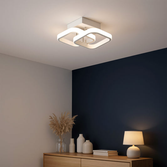 Lustra LED VERTEX Matrix, Romburi Suprapuse, Rame Metalice, 24W, 2 Romburi, Lumina Rece/Calda/Neutra 3000K/4000K/6000K, Alb Lustre LED Default Title Alessandro Design