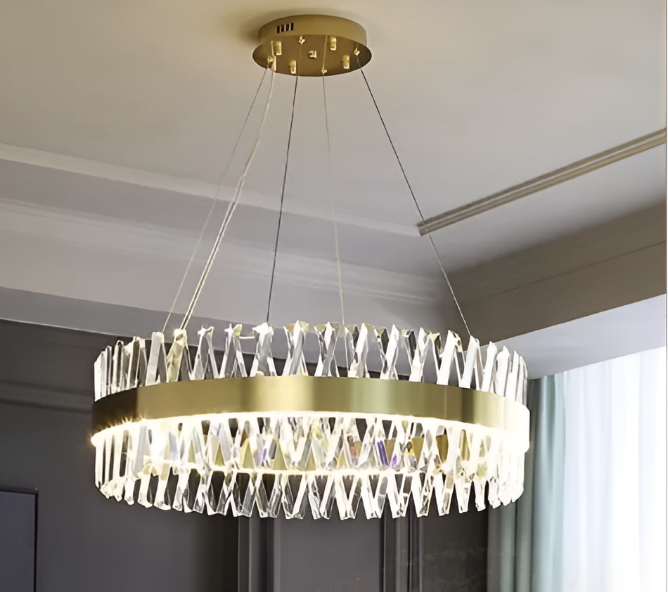 Candelabru LED CASERTA Magno cu Telecomandă, 68W, Dimabil, 3000K/4000K/6000K,Diametru 60cm, Auriu Candelabre Cristal Default Title Alessandro Design