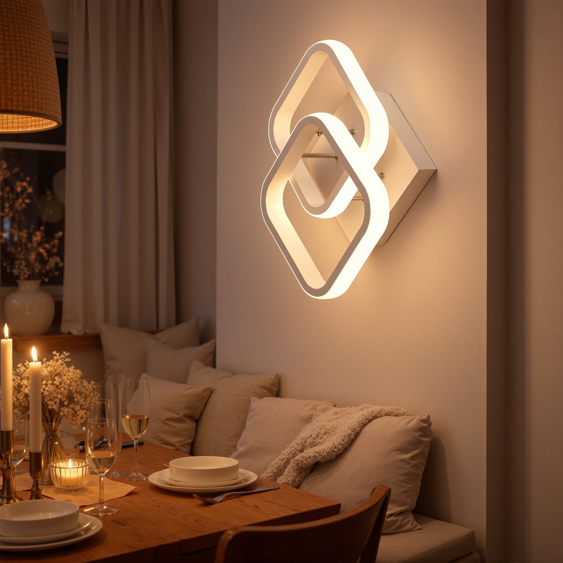 Lustra LED VERTEX Matrix, Romburi Suprapuse, Rame Metalice, 24W, 2 Romburi, Lumina Rece/Calda/Neutra 3000K/4000K/6000K, Alb Lustre LED Default Title Alessandro Design