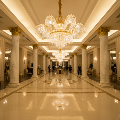 Candelabru Cristal PALACE, 8 brate, D80cm, Auriu Lucios, Inaltime Reglabila, Metal si Cristal