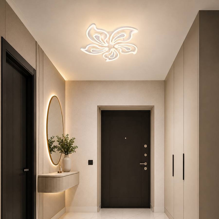 Lustra LED cu telecomanda GLORIOSA 95W, 5 Petale, lumina Rece/Calda/Neutra, Dimabila, Alb Lustre LED cu Telecomanda Default Title Alessandro Design