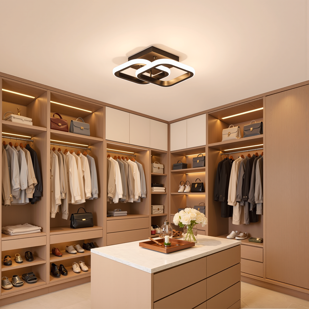 Lustra LED VERTEX Matrix Romburi Suprapuse, Rame Metalice, 24W, 2 Romburi, Lumina Rece/Calda/Neutra 3000K/4000K/6000K, Negru, Metal si Silicon Lustra LED Default Title Alessandro Design