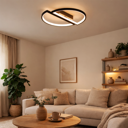 Lustra LED cu telecomanda VECTOR ARCUS 52W, 2 Elemente, lumina Rece/Calda/Neutra, Dimabila, Negru Lustre LED cu Telecomanda Default Title Alessandro Design