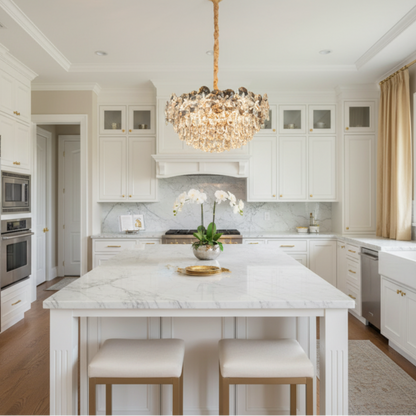Candelabru Cristal JARDIN Petito 3xG9, Diametru 30cm, Inaltime 25cm, Auriu Lucios, Inaltime Reglabila, Design Elegant Candelabre Cristal Default Title Alessandro Design
