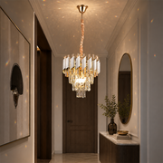 Candelabru Cristal VERSAILLES Petito 3xE14, Diametru 30cm, Auriu Lucios si Alb, Inaltime Reglabila, Metal si Cristal Candelabre Cristal Default Title Alessandro Design