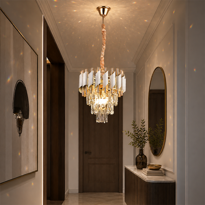 Candelabru Cristal VERSAILLES Petito 3xE14, Diametru 30cm, Auriu Lucios si Alb, Inaltime Reglabila, Metal si Cristal Candelabre Cristal Default Title Alessandro Design