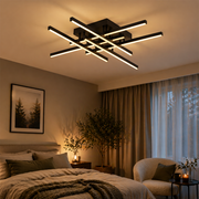 Lustra LED cu Telecomanda LINEX, 81W, 6 Elemente, Liniara, lumina Rece/Calda/Neutra, Dimabila, Negru Lustre LED cu Telecomanda Default Title Alessandro Design