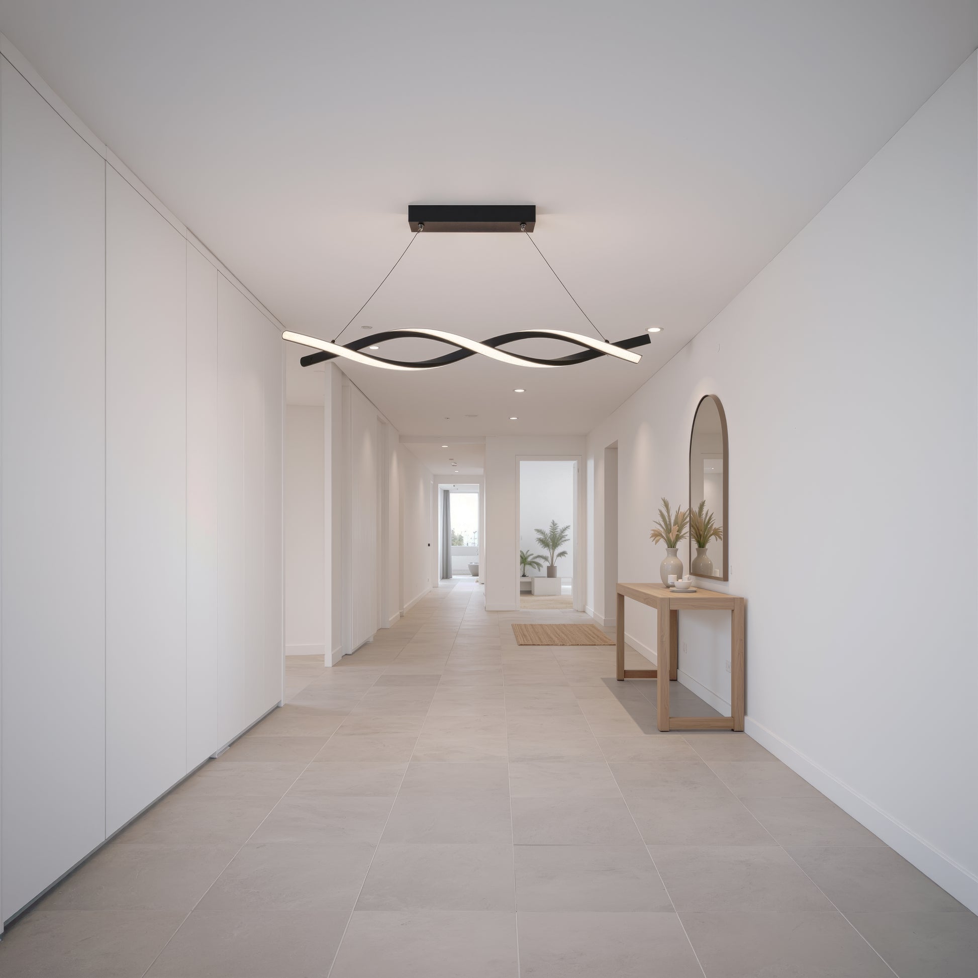 Lustra LED Suspendata cu Telecomanda, FLUX, 27W, 116cm, Lumina Rece/Calda/Neutra 3000K/4000K/6000K, Dimabila, Negru, Inaltime Reglabila, Metal si Silicon Lustre Moderne Default Title Alessandro Design