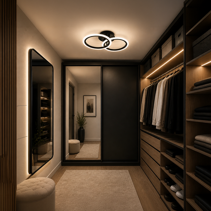 Lustra LED cu telecomanda BETTY 27W, 2 Cercuri, lumina Rece/Calda/Neutra, Dimabila, Negru Lustre LED cu Telecomanda Default Title Alessandro Design