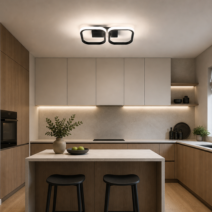 Lustra LED VERTEX 21W, 2 Patrate, Liniara, lumina Rece/Calda/Neutra, Neagra Lustre LED Default Title Alessandro Design