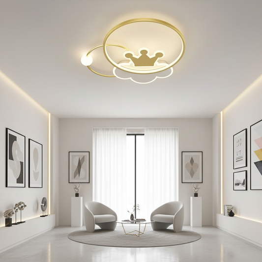 Lustra LED Rafael cu Telecomanda, 58W, Dimabila, 3000K/4000K/6000K, Auriu Lustre LED cu Telecomanda Default Title Alessandro Design