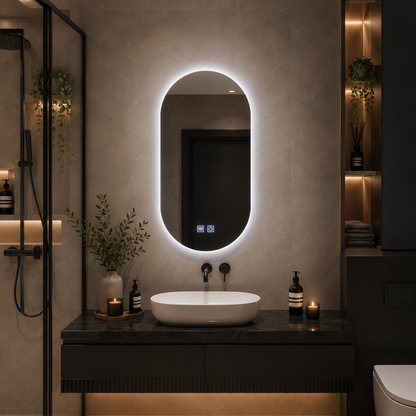 Oglinda LED Ovala, 50x100cm, Velara Touch, Sistem Dezaburire, Dimabila