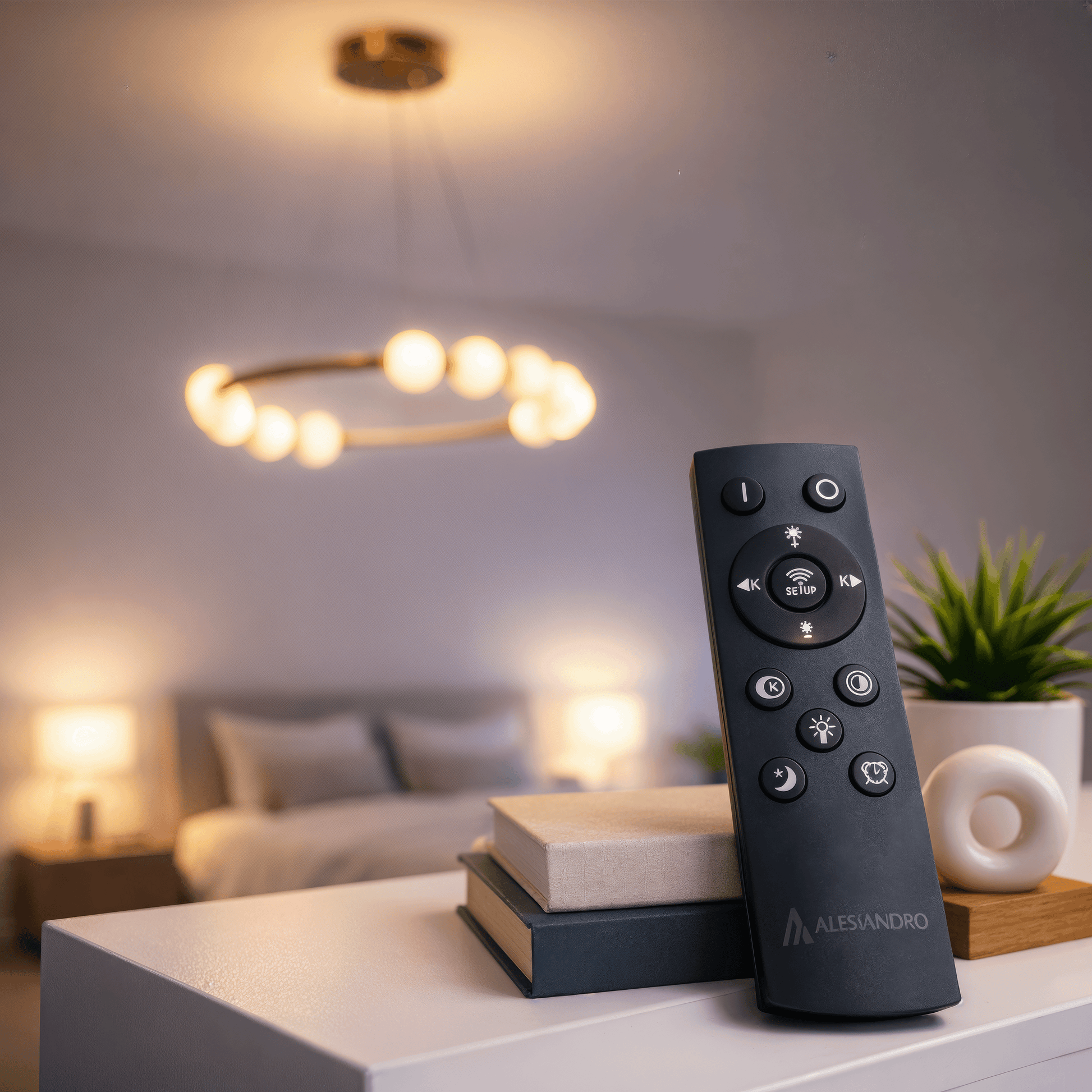 Lustră Suspendată LED Acril Nova 57W cu Telecomandă, Dimabilă, 3000K/4000K/6000K, Auriu, Metal și Acril Lustre LED cu Telecomanda Default Title Alessandro Design