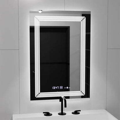 Oglinda LED Rectangulara, 60x80cm, Venezia Senzor MotionGlow Marcello, Sistem Dezaburire, Ceas & Termometru, Dimabila, Lumina Calda Neutra Rece 3000K/4000K/6000K Oglinzi Marcello Default Title Alessandro Design
