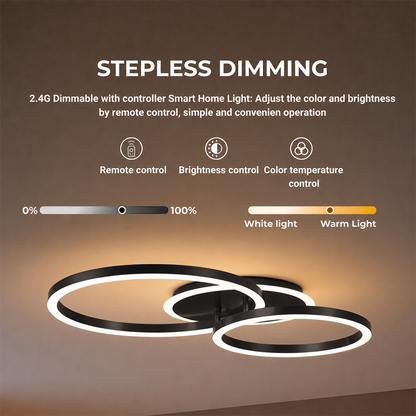 Lustra LED cu telecomanda RINOVA 66W, 2 Cercuri, lumina Rece/Calda/Neutra, Dimabila, Negru Lustre LED cu Telecomanda Default Title Alessandro Design