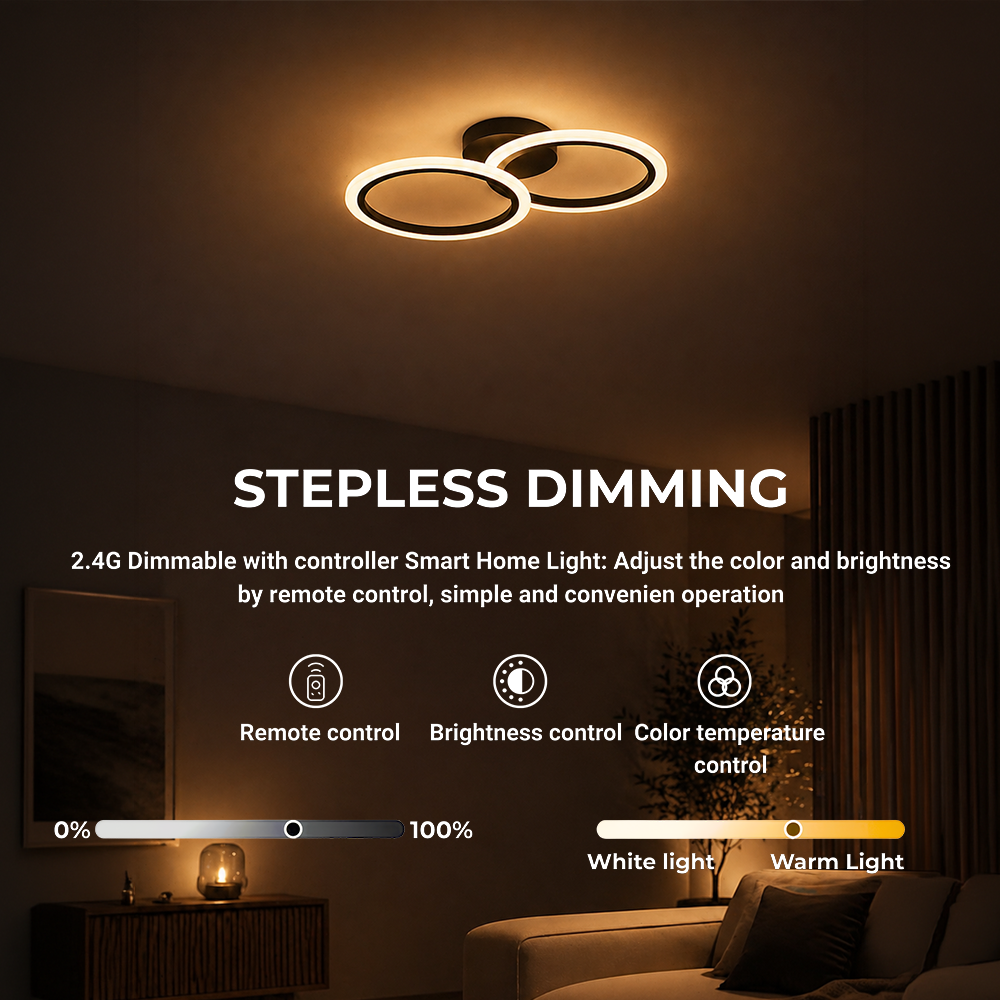 Lustra LED cu telecomanda BETTY 27W, 2 Cercuri, lumina Rece/Calda/Neutra, Dimabila, Negru Lustre LED cu Telecomanda Default Title Alessandro Design
