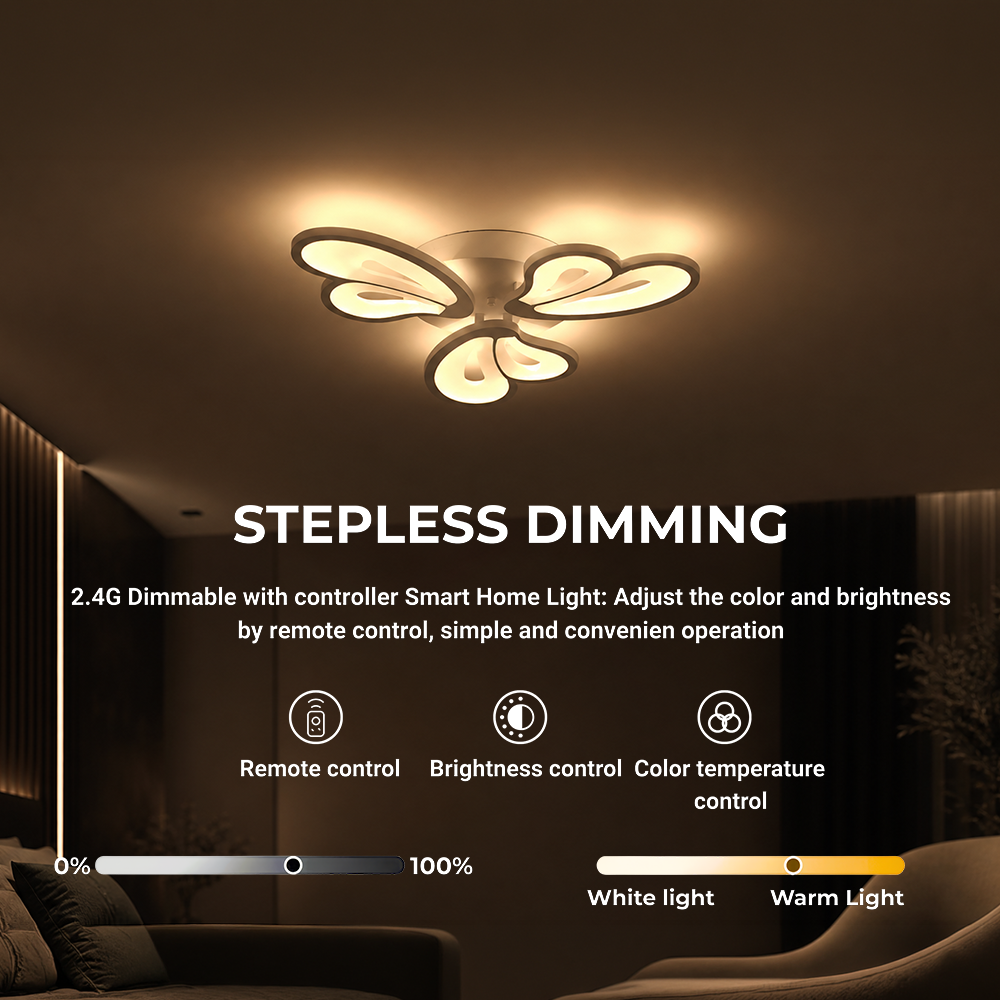 Lustra LED cu telecomanda BLOSSOM 40W, 3 Petale, lumina Rece/Calda/Neutra, Dimabila, Alb Lustre LED cu Telecomanda Default Title Alessandro Design