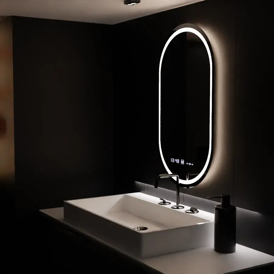 Oglinda LED Ovala, 60x80cm, Eminence MotionGlow Marcello, Sistem Dezaburire, Ceas & Termometru, Dimabila Oglinzi Marcello Default Title Alessandro Design