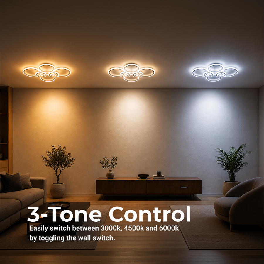 Lustra LED cu telecomanda BETTY 82W, 6 Cercuri, lumina Rece/Calda/Neutra, Dimabila, Alb Lustre LED cu Telecomanda Default Title Alessandro Design