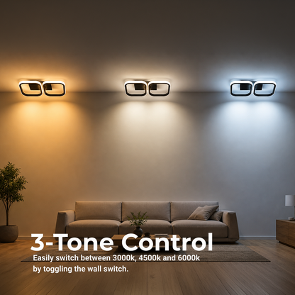 Lustra LED VERTEX 21W, 2 Patrate, Liniara, lumina Rece/Calda/Neutra, Neagra Lustre LED Default Title Alessandro Design