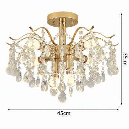 Candelabru Cristal Fiamma, 6x E14, Diametru 45cm, Auriu, Metal si Cristal Candelabre Cristal Default Title Alessandro Design