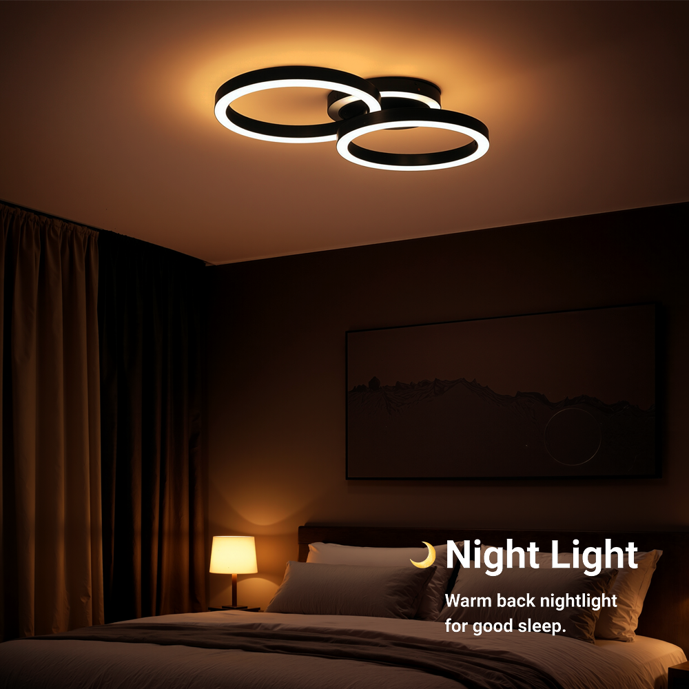 Lustra LED cu telecomanda RINOVA 66W, 2 Cercuri, lumina Rece/Calda/Neutra, Dimabila, Negru Lustre LED cu Telecomanda Default Title Alessandro Design