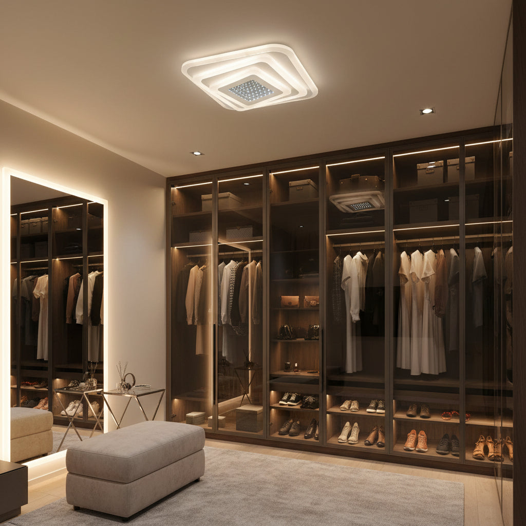 Lustra LED NEXA 3D 46W, Patrata, lumina Rece/Calda/Neutra , Alb Lustre LED Default Title Alessandro Design