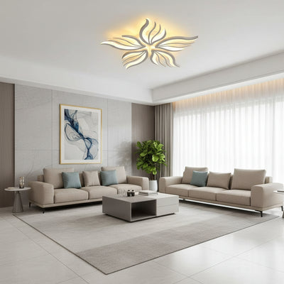Lustra LED cu telecomanda SAKURA 62W, 5 Petale, lumina Rece/Calda/Neutra, Dimabila, Alb