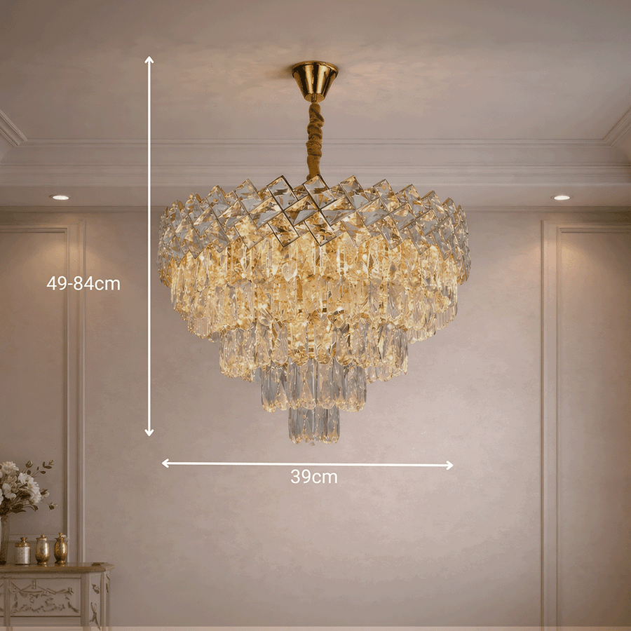 Candelabru Cristal WINDSOR Eleganza 8x E14, Diametru 39cm, Auriu Lucios, Inaltime Reglabila, Metal si Cristal Candelabre Cristal Default Title Alessandro Design