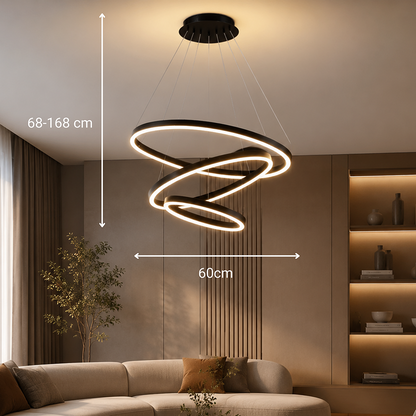 Lustra LED suspendata cu telecomanda CASIANA 85W, 3 Cercuri, lumina Rece/Calda/Neutra, Dimabila, Negru, Inaltime Reglabila Lustre LED cu Telecomanda Default Title Alessandro Design