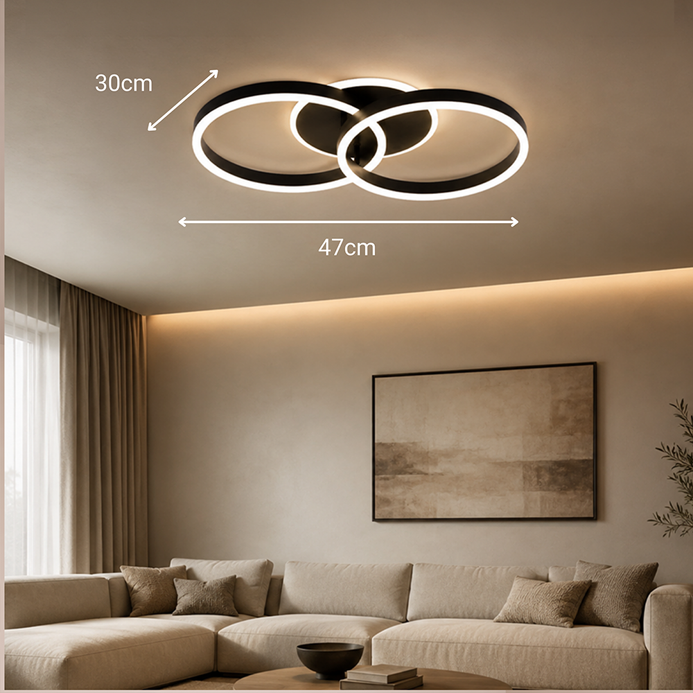 Lustra LED cu telecomanda RIGA LILITH 34W, 2 Cercuri, lumina Rece/Calda/Neutra, Dimabila, Negru Lustre LED cu Telecomanda Default Title Alessandro Design