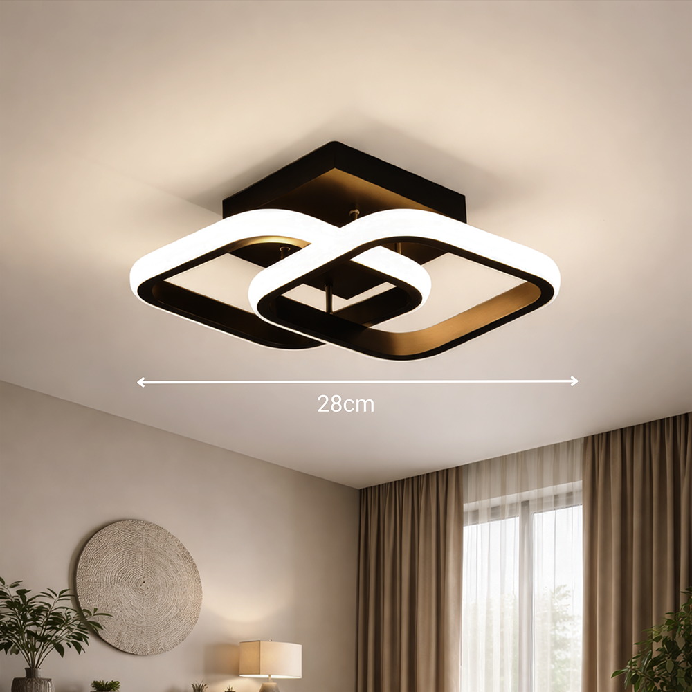 Lustra LED VERTEX Matrix Romburi Suprapuse, Rame Metalice, 24W, 2 Romburi, Lumina Rece/Calda/Neutra 3000K/4000K/6000K, Negru, Metal si Silicon Lustra LED Default Title Alessandro Design