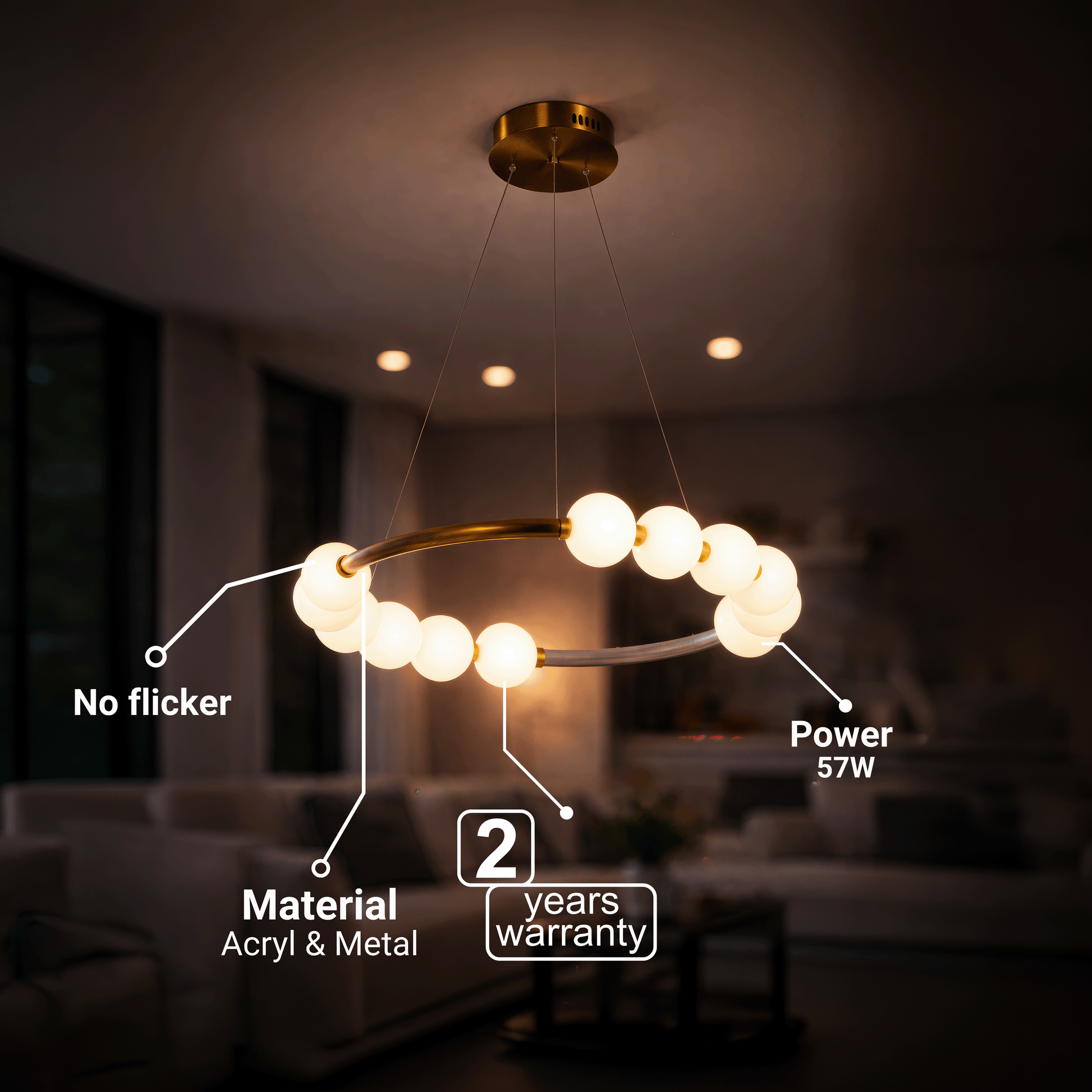 Lustră Suspendată LED Acril Nova 57W cu Telecomandă, Dimabilă, 3000K/4000K/6000K, Auriu, Metal și Acril Lustre LED cu Telecomanda Default Title Alessandro Design