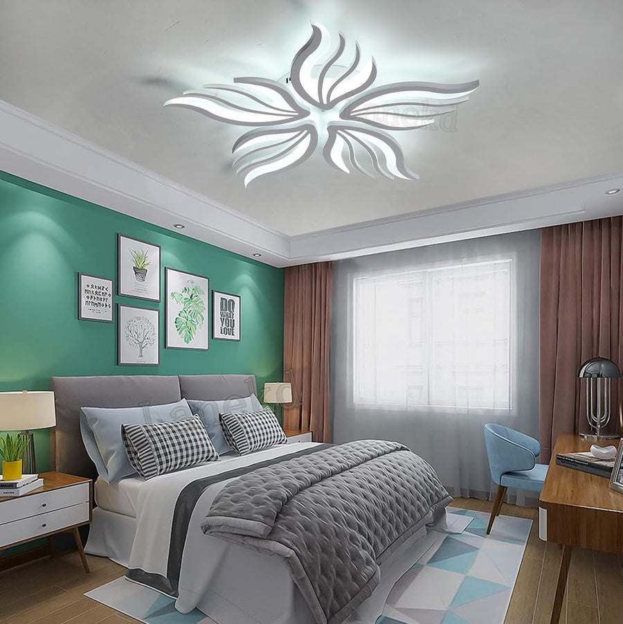 Lustra LED cu telecomanda SAKURA 62W, 5 Petale, lumina Rece/Calda/Neutra, Dimabila, Alb Lustre LED cu Telecomanda Default Title Alessandro Design