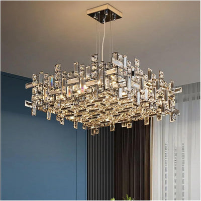 Candelabru Cristal NEXORA Eleganza, 10xE14, Diametru 50cm, Auriu Lucios, Inaltime Reglabila, Design Elegant