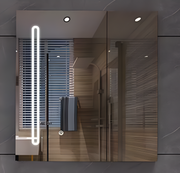 Oglinda LED cu Dulap PLANO 80x70 cm Alb Senzor Touch si Depozitare Oglinzi Dulap Default Title Alessandro Design