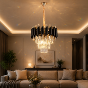 Candelabru Cristal VERSAILLES Petito 3xE14, Diametru 30cm, Auriu Lucios si Negru, Inaltime Reglabila Candelabre Cristal Default Title Alessandro Design