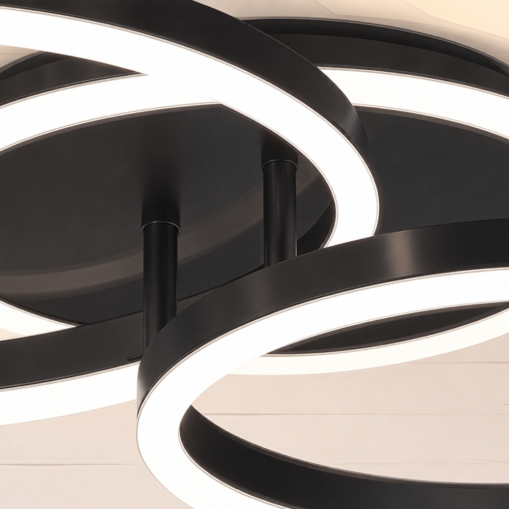 Lustra LED cu telecomanda RINOVA 66W, 2 Cercuri, lumina Rece/Calda/Neutra, Dimabila, Negru Lustre LED cu Telecomanda Default Title Alessandro Design