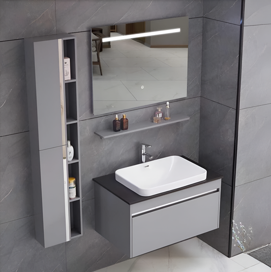 Set mobilier Annelise Cu Oglinda LED, Dulap PV0017T/60 Gri Default Title Alessandro Design