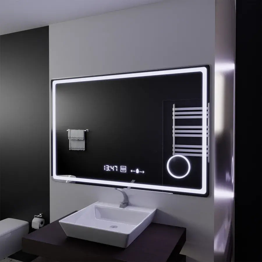 Oglinda LED Rectangulara, 120x80cm, Souverain MotionGlow Marcello, Sistem Dezaburire, Ceas & Termometru, Lupa Cosmetica, Dimabila Oglinzi Marcello Default Title Alessandro Design