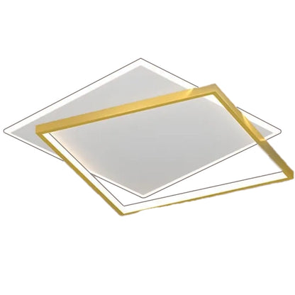 Lustra LED cu telecomanda SOLARA 66W, 2 Patrate, lumina Rece/Calda/Neutra, Dimabila, Auriu Alb Lustre LED cu Telecomanda Default Title Alessandro Design
